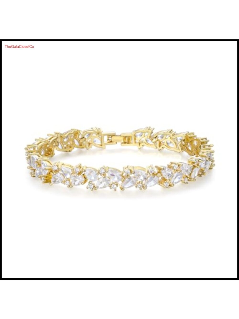 CZ Marquise Teardrop Tennis Bracelet Gold Plated Wedding Bridal Prom Jewelry